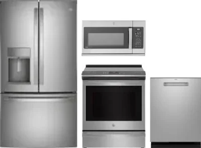 4 Piece Package Includes Refrigerator, Range, Microwave And Dishwasher
